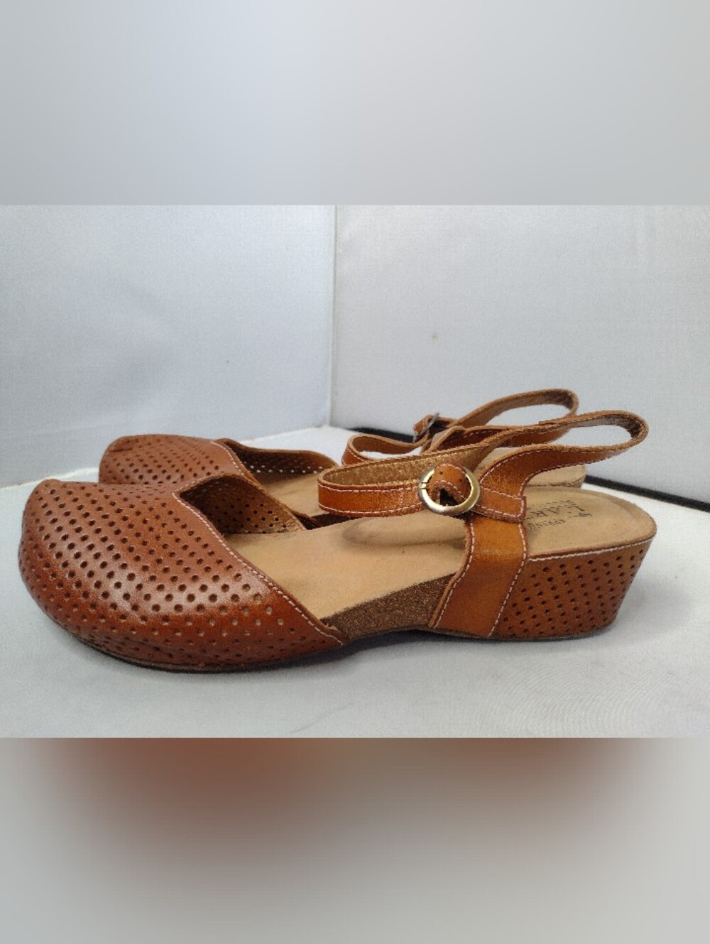 Spring Step L'Artiste Lizzie Mary Jane Clog Wedge Womens 40 Brown Leather G